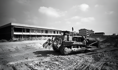 Construction site of Tel Aviv University complex with cranes and building structures