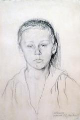 Portrait of Hans Kollwitz, eldest son of Käthe Kollwitz, drawn with black chalk on laid paper