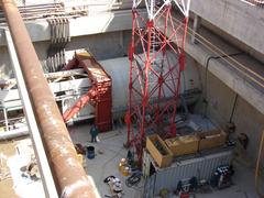 Construction site at Kelenföld railway station on Budapest M4 metro line