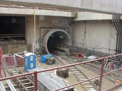 Construction works at Kelenföld railway station on Budapest M4 metro line