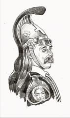 Sketch of Theodoros Kolokotronis, Greek freedom fighter and general field marshal of the 1821 revolution
