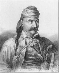 Portrait of Greek General Theodoros Kolokotronis in historical military attire