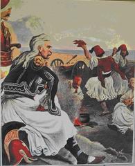 Greek revolutionary leader Theodoros Kolokotronis with his soldiers during the Greek War of Independence