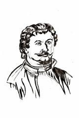 Portrait sketch of Rigas Velestinlis, also known as Rigas Pheraios, by Matthias Laurenz Gräff in 2023