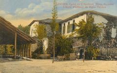 Rigas Ferraios' childhood school in Zagora, Pelion, Greece, colorized postcard from 1920