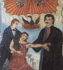 Portrait of Adamantios Korais and Rigas Feraios, prominent Greek Enlightenment philosophers