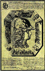 Portrait of Alexander the Great, a detailed historical political pamphlet illustration
