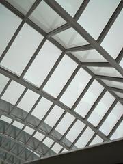 Curved glass roof of the Kimmel Center viewed from the Roof Garden at 300 S. Broad, Philadelphia