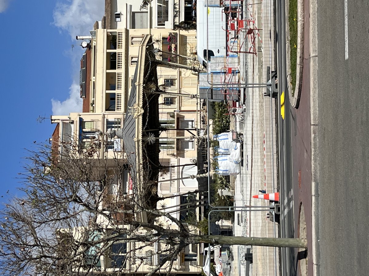 Construction work around the music kiosk at Allées de la Liberté in April 2023
