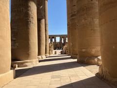 Colonnade of Luxor Temple in Luxor, Egypt showcasing rows of ancient Egyptian columns