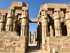 Luxor Temple court with ancient Egyptian architecture and columns in Luxor, Egypt