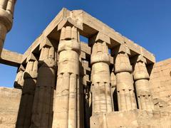 Luxor Temple Court with ancient columns and carvings in Egypt
