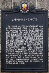 Historical marker commemorating the Battle of Zapote Bridge and Battle of Zapote River installed by the National Historical Commission of the Philippines