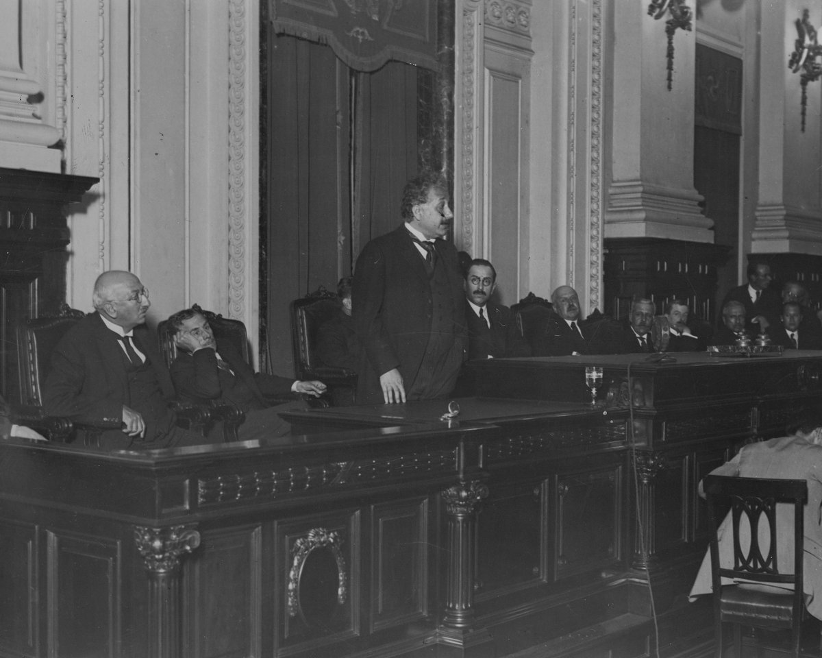 Albert Einstein speaking at his first conference in Buenos Aires in 1925