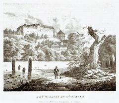 View of the castle in Tübingen from the south, chalk lithograph circa 1840