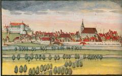 Watercolor painting of a city view of Tübingen from 1616