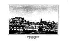 Woodcut print of Tübingen from the south in 1643