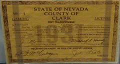 Nevada gaming license issued in 1931 by Clark County
