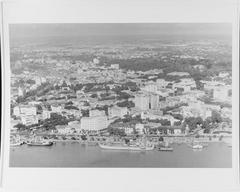 Downtown Saigon skyline with large military hotel chain building