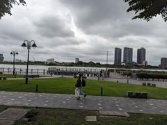 Morning view of Saigon city from bus 53 with buildings and streets in July 2023
