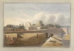 Coloured lithograph of Bassein Fort view by Rudolph Ackermann after Captain James Barton, c.1820