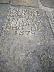 16th century Portuguese tombstone on church floor at Bassein Fort ruins