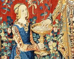 La Dame à la licorne tapestry panel Le Goût depicting a woman holding a cup