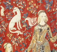 The Lady and the Unicorn tapestry detail at Musée de Cluny, Paris