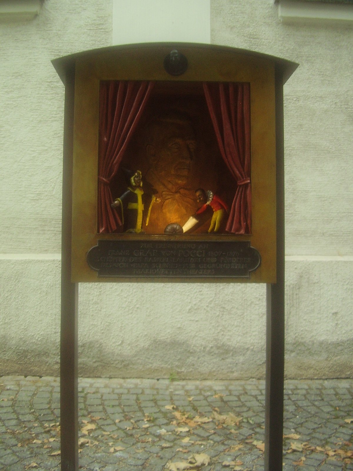 Memorial display case for Franz Graf von Pocci at Munich Marionette Theater