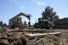 California Army National Guard soldiers operating heavy equipment at Sgt. 1st Class Isaac Lawson Memorial Park