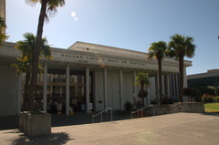 Front entrance of Solano County Hall of Justice visible from Union Avenue