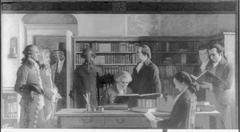 Benjamin Franklin opening the first subscription library in Philadelphia