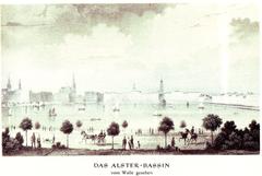 View of the Alster-Bassin (Binnenalster) from Walle in Hamburg