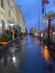 Kadir Has University garden illuminated at night with well-maintained greenery