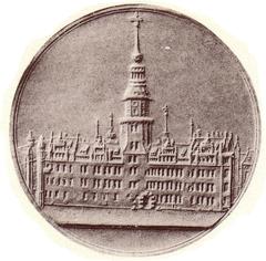 Medal from 1667 by Dürr and Omeis depicting the completion of the Dresden Residenzschloss bell tower with carillon