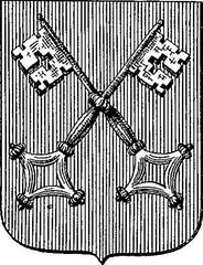 Historical illustration of the Ainay Abbey coat of arms from the book Les anciens couvents de Lyon (1895) by Adolphe Vachet