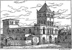 Abbaye d'Ainay in Lyon from 1895 illustration