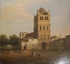 Painting Saint-Martin d'Ainay by Jean-Michel Grobon depicting a historic church