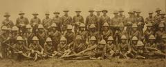 Group photo of early 1900s North West Mounted Police members attached to British Army in Boer War South Africa