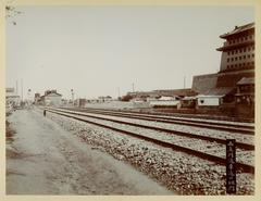 Railway track fence gate on Jingzhang Railway at Xizhimen gate in old Beijing