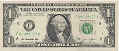 Front side of United States one dollar bills with 2013 series and signatures of public treasury officials