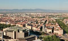 Plane approaching for landing over Sofia city