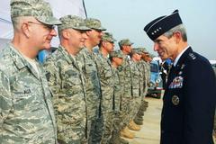 Air Force Chief of Staff Gen. Norton Schwartz meets with Airmen at C-130J Super Hercules induction ceremony at Hindon Air Force Station, India