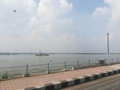 Hussain Sagar Lake view in Hyderabad with calm waters and cityscape in background