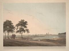 Historical view of Black Town, Madras with the Armenian Church and mosque minarets