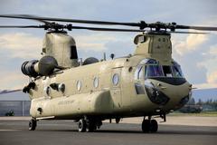 U.S. Army CH-47F Chinook helicopter taxiing at Wiesbaden Army Airfield during 12th Combat Aviation Brigade LPD event