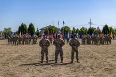 U.S. Soldiers from the 102d Signal Battalion attending change of command ceremony at Clay Kaserne Wiesbaden Germany June 2022