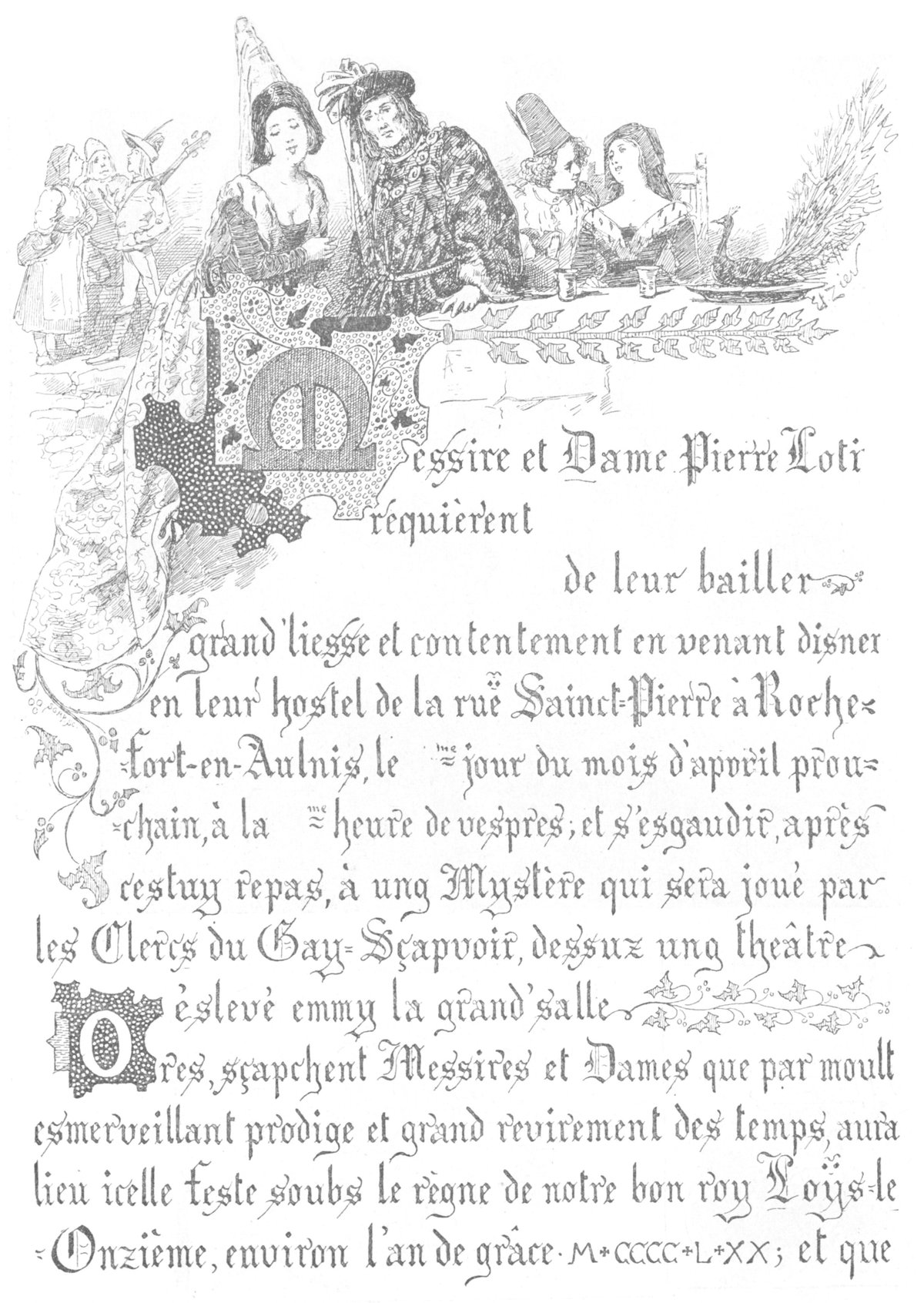 Invitation to the feast Louis XI by Pierre Loti, page 1, 1888