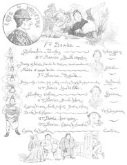 Page 2 of the feast menu of Louis XI by Pierre Loti from 1888