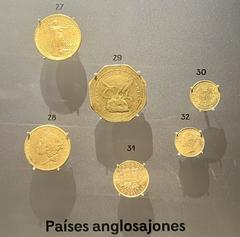 Gold coins from Anglo-Saxon countries displayed at Museo Casa de Moneda Bogotá